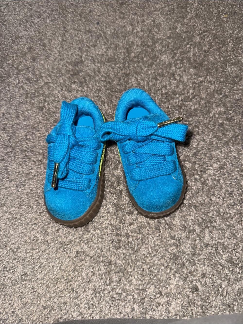 Kids Vibrant Blue Suede Lace-Up Sneakers